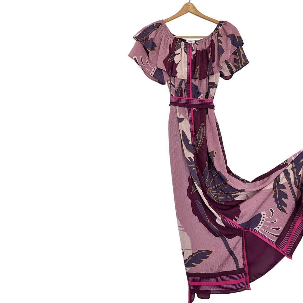 Nine West purple peasant top fluttery maxi skirt